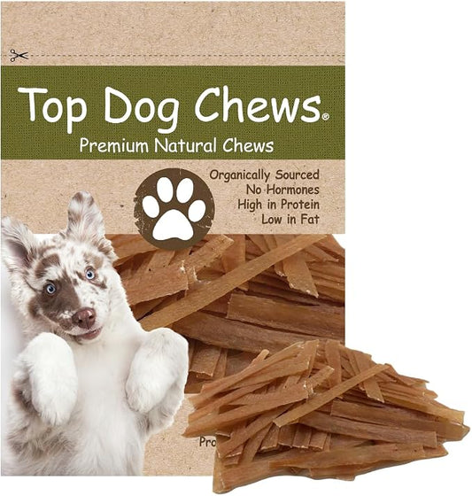 Top Dog Chews - Flat Turkey Tendons for Dogs, 1LB / 16 OZ, Made in The USA, 100% Natural Chew Treats for Dental Care and Stress Relief, Puppy Training Treats for All Breeds