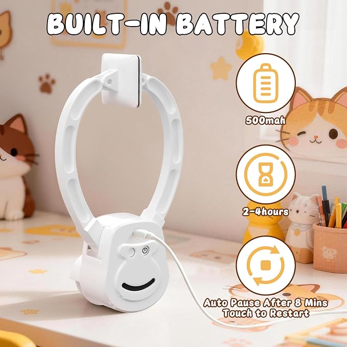 Automatic Cat Toy for Indoor Cats, Interactive Door Hanging Cat Toy with Smart Touch Restart, USB-C Rechargeable 360° Rotating Flying Bird Teaser for Kittens & Adult Cats, White