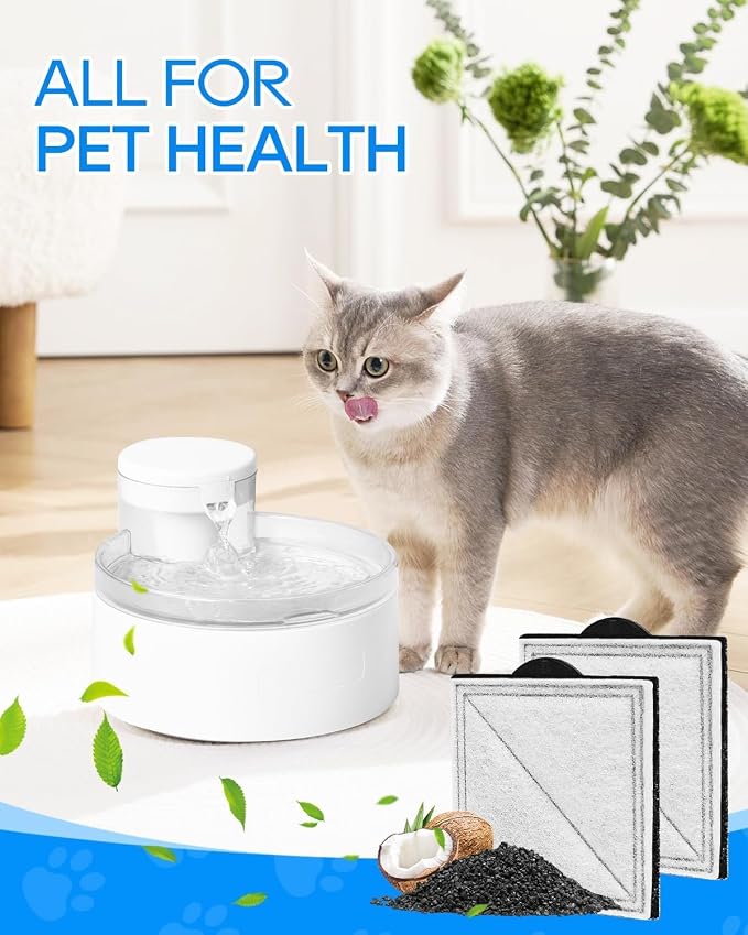 16 Pack Cat Fountain Filter Replacement Fit for PetSafe Outlast Pumpless Pet Fountain, Fit for Ion-X, Viva and Premier Stainless Steel Cat Water Fountain, Pet Water Fountain Filters for Dogs & Cats