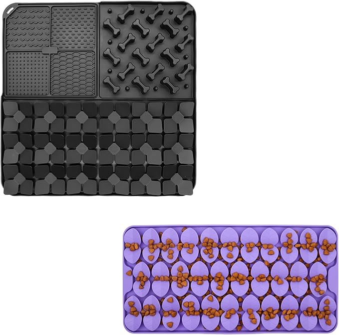 Silicone Snuffle Mat for Dog,Slow Feeder Lick Mat with Suction Cups for Slow Eating & Femont Snuffle Mat for Medium Dogs,Silicone Slow Feeder Lick Mat for Dogs Slow Eating