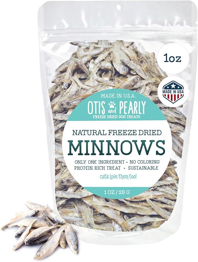 Otis & Pearly Freeze Dried Minnow Dog Treats - Single Ingredient, Made in USA - Healthy Protein Treat for Small, Medium, Large Breeds, 1 oz