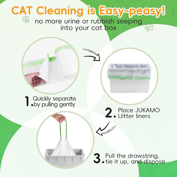 120 Pack Cat Litter Box Liners for Meo Want SC01, MWSC02 SC09, MW-LR01,1.5 Mil Thick Drawstring Heavy Duty Leak-proof Disposable Smart Self-Cleaning Litter Robot Waste Drawer Trash Bags 18" x 12.6"