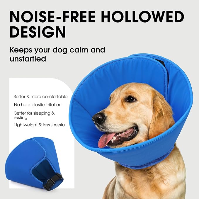 Dog Cone, Soft Cone for Dogs to Stop Licking with Adjustable Buckle, Dog E-Collar Alternative After Surgery for Medium Large Dogs, Pet Cones Collar for Wound Healing, Blue L