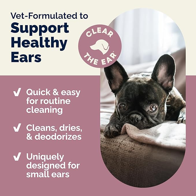 Vetnique Oticbliss Dog Ear Wipes, Cat & Dog Ear Cleaner & Deodorizing Wipes for Dogs, Cats, Puppies & Kittens, Vet Formulated to Remove Ear Wax, Dirt & Odor with Aloe for Itchy, Smelly Ears