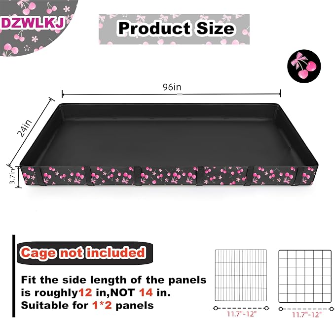 DZWLKJ Guinea Pig Cage Liner,Washable Tarp Bottom Base,Cherry Graphic,24"x96", Reusable for Rabbit, Chinchilla, Hedgehog, Ferret & Other Small Animals.