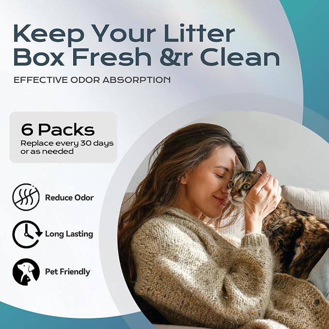 6 PCS Cat Litter Deodorizer Compatible with Petsafe Scoopfree SmartSpin Self-Cleaning Cat Litter Box Refill and HHOlove Self-Cleaning Cat Litter Box, Litter Box Odor Eliminator Keep Home Fresh
