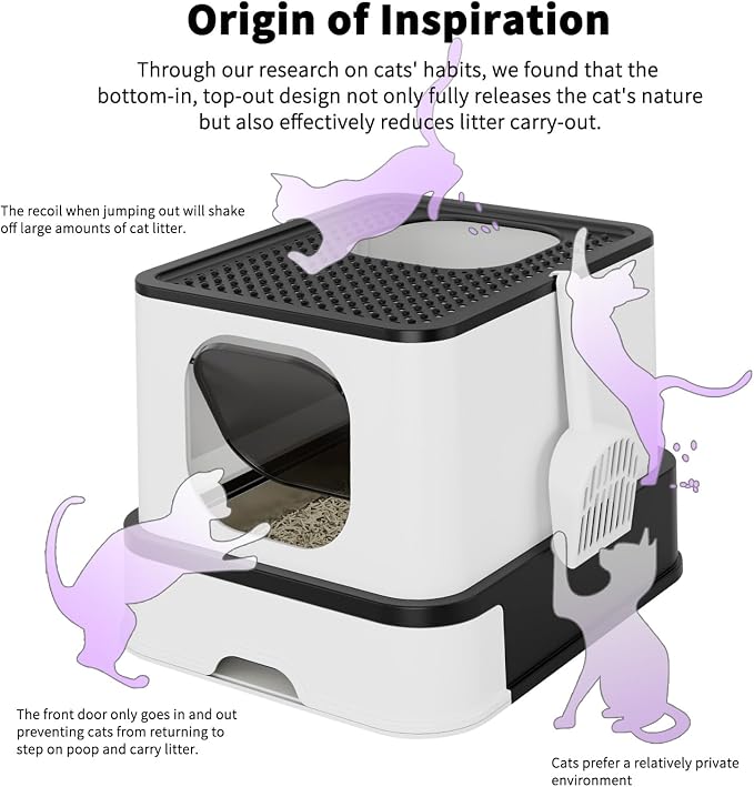 RIZZARI Large Enclosed Stainless Steel Cat Litter Box – Dual-Entry Leakproof Design with Pull-Out Sifting Tray, Easy-Clean Non-Stick Surface & Odor Control for Multi-Cat Homes