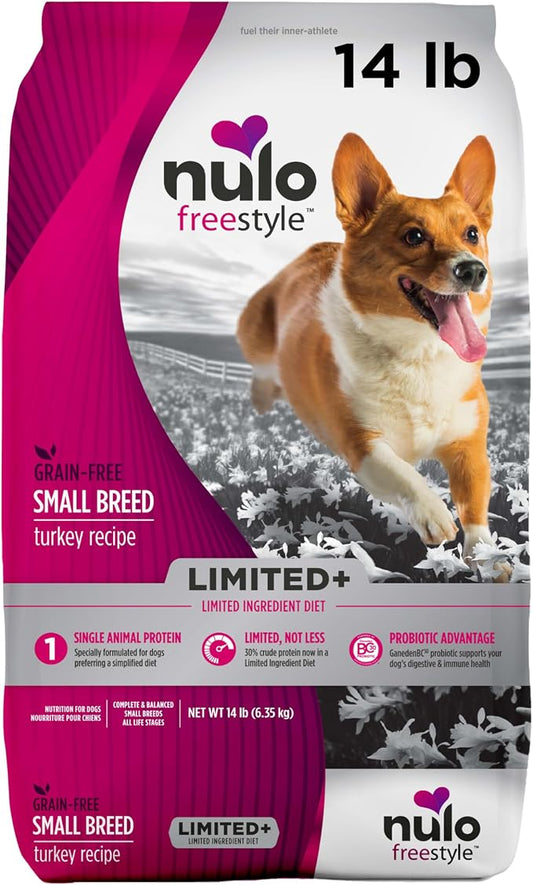 Nulo Freestyle Limited Ingredient Dry Dog Food for Small Breeds - High Protein Turkey Recipe, Natural Grain Free Dog Food for Food Sensitivities, Small Size Kibble, Toy Puppy & Adult, 14lb Bag
