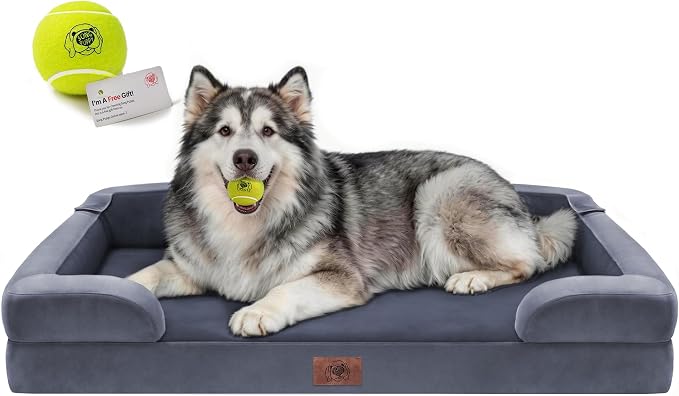 Extra Large Dog Bed - Orthopedic Pet Jumbo Bed for Big Dogs Waterproof Memory Foam Pet Couch Sofa Bolster with Removable Cover - 48 x 30