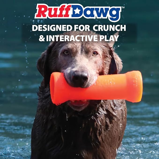 Ruff Dawg Crinkit Medium 5.5” (1 PC) – Rubber Crunch Dog Toy with Replaceable Bottle – Interactive Chew for Small to Medium Dogs – Made in USA – Assorted Neon Colors