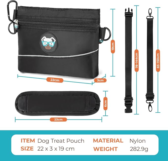 Joyride Harness Dog Training Treat Pouch - Adjustable Waist Belt, Clip-On Feature, & Built-in Poop Bag Dispenser Compact, Durable & Stylish Pet Reward Bag