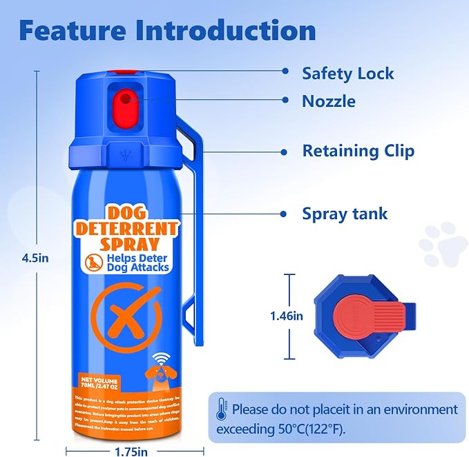 Citronella Dog Deterrent Spray, Animal Deterrent Spray, Humane Deterrent Spray Spray to Deter Animals & Outdoor Use, Citronella Spray Deterrent, 2Pack 70ml / 2.37Oz