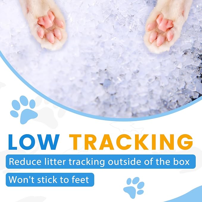 NEWORD Non-Clumping Crystals Cat Litter, Superior Odor Control Silica Gel Litter, Low Tracking & Dust-Free, Soft-On-Paws, Unscented, 14 lbs (2 Packs of 7lb Bags)