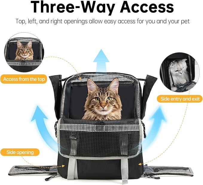 Cat Dog Backpack Carrier for Hiking Travel Portable Water-Repellent Pet Daypack for Dog Cat Below 7kg/15.5lbs -Black