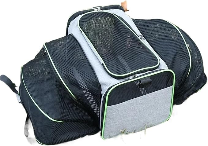 Portable Cat Backpack Carrier Foldable Expandable Pet Travel Bag Airline Approved Breathable Pet Carrier for Dog Pet Accessories(Green 2 Sides)