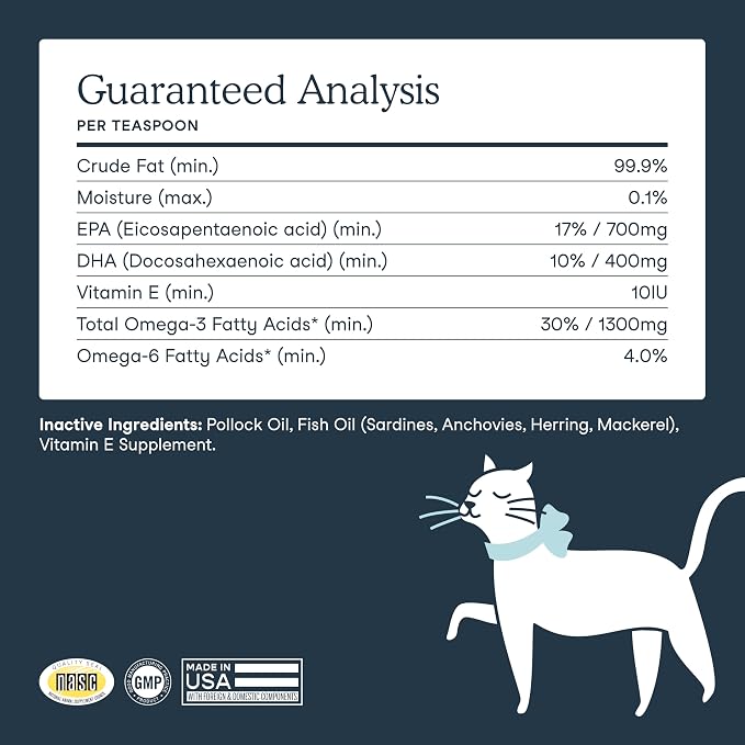 Fera Pets Fish Oil - Omega 3 for Dogs & Cats to Support Joints, Heart, Skin and Coat Health - Non GMO with Vitamin E - 16 oz