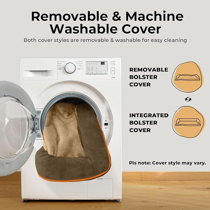 Large Dog Bed Orthopedic Washable - Waterproof with Removable Cover - Memory Foam - XXL Large Big Dogs - Beds Bolster Pet - Couch Sofa - Brown Dog Bed