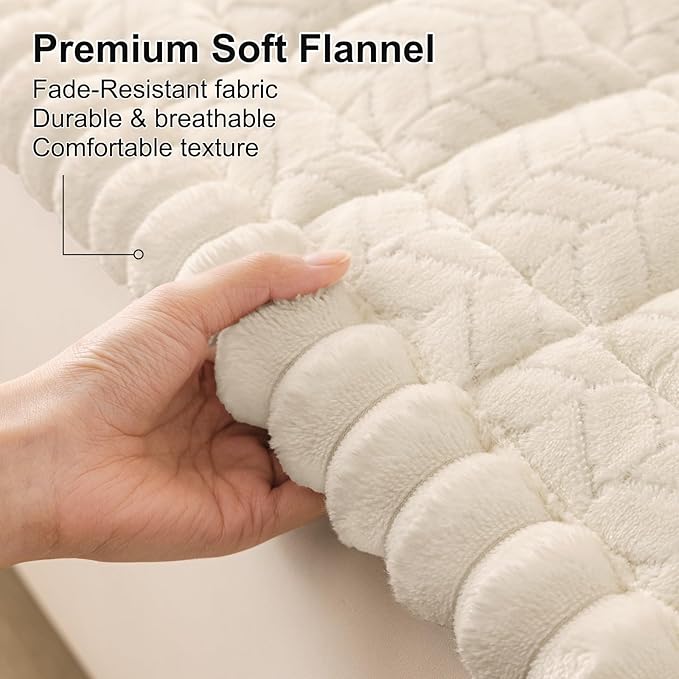 Smiry Couch Cover for Dogs, Non Slip Fuzzy Pet Sofa Covers Washable for 3 Cushion Couch, Soft Thick Furniture Protector for Cats Dogs, Against Fur, Dirt, Scratch Resistant (Beige, 27.6"x95")
