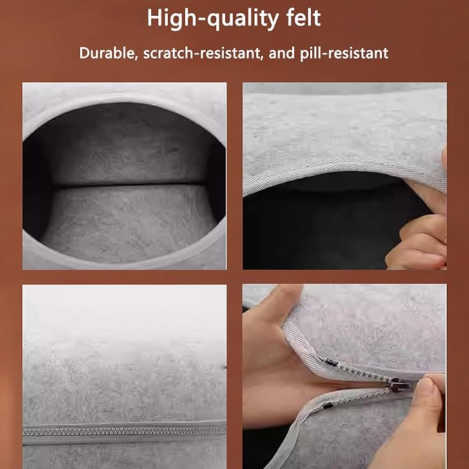 Cat Donut Tunnel Bed for Indoor Cats - Peekaboo Cat Cave, Detachable Felt, Washable, Interactive Play & Cozy Rest Space for Multiple Cats (Dark Gray)