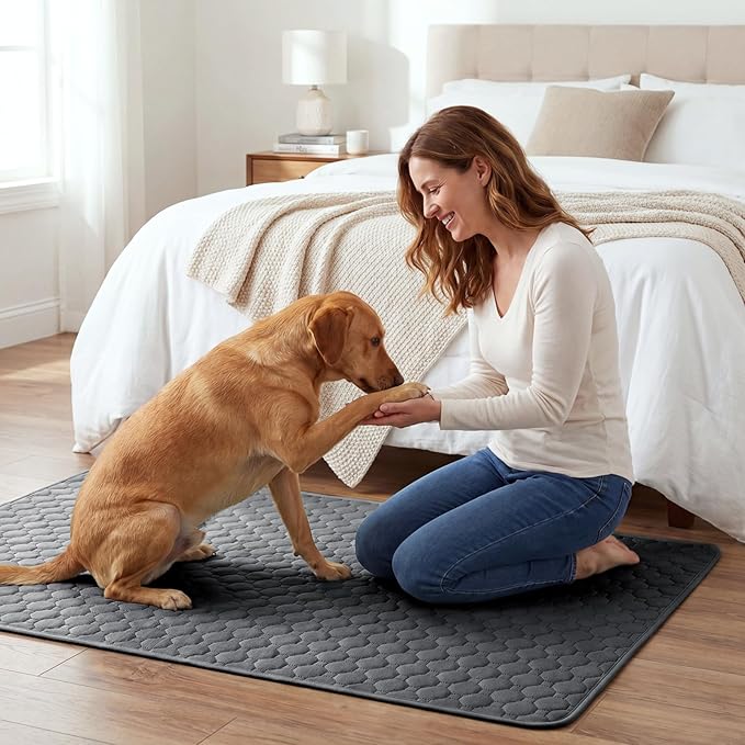 H.VERSAILTEX Premium Washable Pee Pads for Dogs 1 Pack Super Absorbent 100% Waterproof Reusable Non-Slip Quilted Puppy Training Pads for Crate Playpen Whelping & Potty Training(72"x72", Grey)