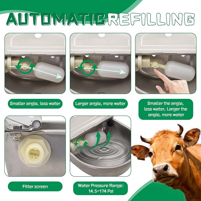 Automatic Dog Feeder Trough Bowl Dispenser Waterer for Pet Dog Horse Cattle Goat Sheep Water Stainless Steel Farm Tool