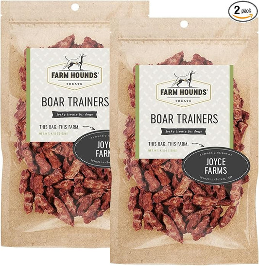 Farm Hounds - Boar Trainers - Premium Natural Jerky for Dogs - from 100% Humanely Raised Boar - Easy-Break - Great for Training & Treats - No Added Fillers - Made in USA - 4.5 oz - 2 Pack