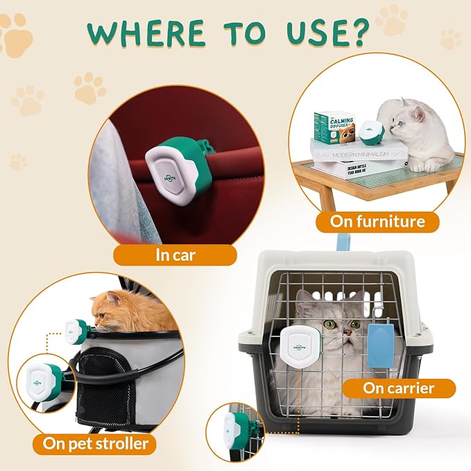 Cat Calming Gel Diffuser for Travel – Pheromone Diffuser for Cats & Kittens to Reduce Anxiety and Stress-Related Behaviors, No Electricity Needed, Long-Lasting Enhanced Calming Aid (2 Pack)