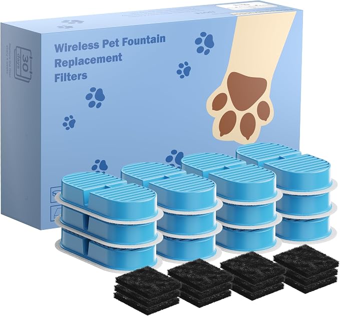 VKIMISS Cat Water Fountain Filters: Pet Water Dispenser Filter Replacement | Official Cat Fountain Replacement Filters & Pre-Filter Sponges for VKIMISS 108oz Automatic Pet Fountains
