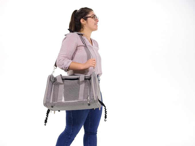 Jokari Cart Cruiser Airline Approved Pet Carrier for Versatile Travel in Car, Airplane, or Shopping Cart. Light and Compact Pet Accessories. Strap Attachments, Anti-Scratch Mesh with Top and Side Open