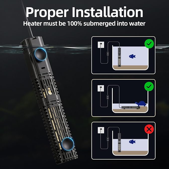 Aquarium Heater for Fish Tank - 300W Submersible Fish Tank Heater with Digital Display & Adjustable External Controller, Leaving Water Protection for 40-75 Gallon Freshwater Saltwater Tanks