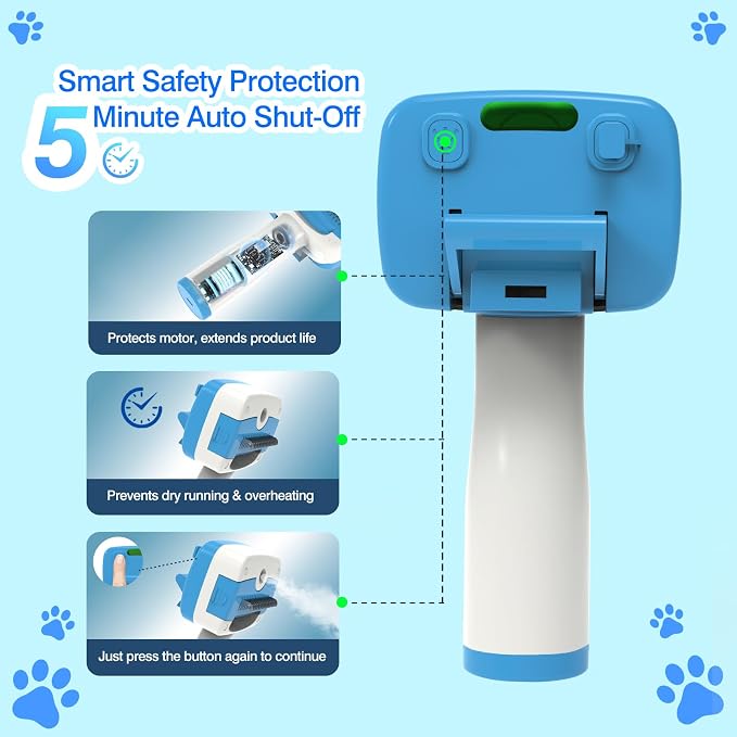 Dog Steam Brush for Dogs & Cats,5-in-1 Self-Cleaning Dog Steam Brush with 3 Swap-in Heads (Grooming, Dematting, Deshedding),Renu Dog Brush for Shedding & Hair Removal,Includes Cat Waterless Shampoo