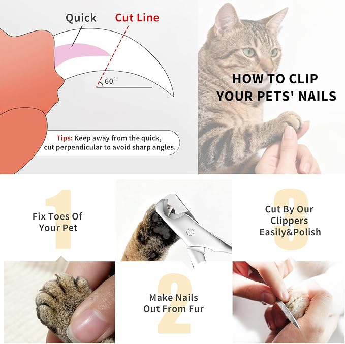 Dog Nail Clippers - All Steel Material, Dog Nnail Trimmers with Built-in Spring, Cat Nail Clipper for All Dogs Cats, Professional Pet Nail Clippers with Free Nail File