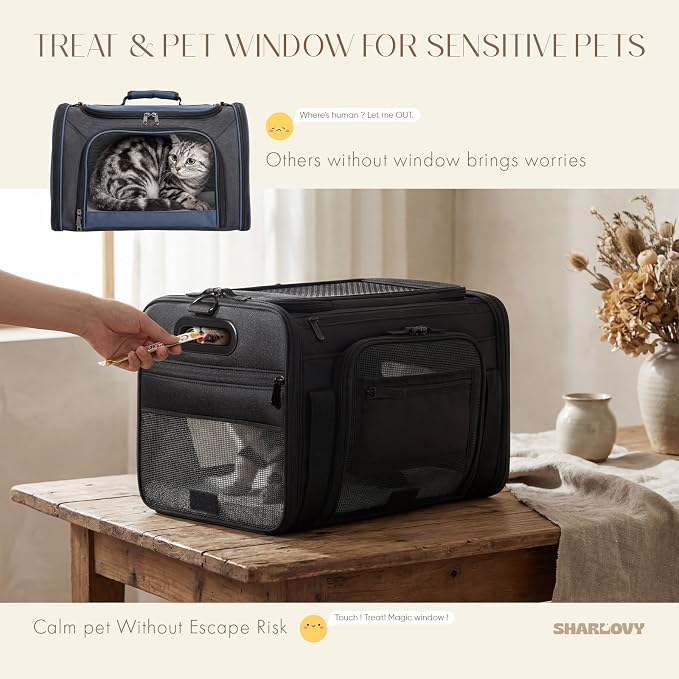 Top and Side Expandable Pet Carrier with Treat & Pet Window,18x13x9.5 Inch Southwest Frontier Airline Approved,Soft-Sided Dog Carrier for Small Dogs and Cats,Travel Cat Carrier with Locking Zippers
