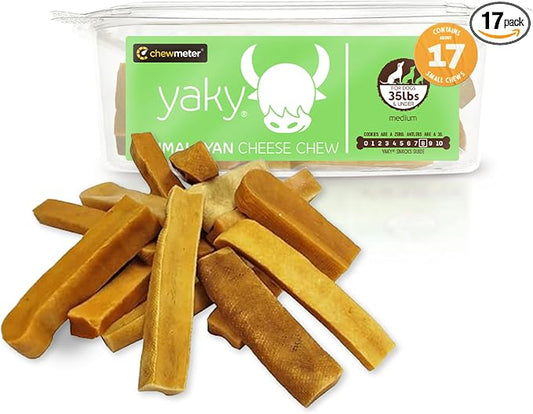 Chewmeter Himalayan Yaky Cheese Chew, 100% Natural, Long Lasting, Gluten Free, Healthy & Safe Dog Treats, Lactose & Grain Free, Protein Rich, Stain Free, Medium, Dogs 35 Lbs & Under, 2.5 lb Bulk Tub