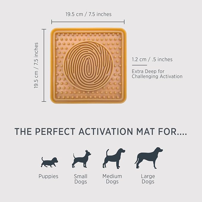 HEVEA Dog Licking Mat in Natural Rubber - with 25 Suction Cups - Slow Feeder Mat for Boredom Reducer and Anxiety Relief - Perfect for Bathing Grooming - Tested and Safe for Your Dog (Natural)