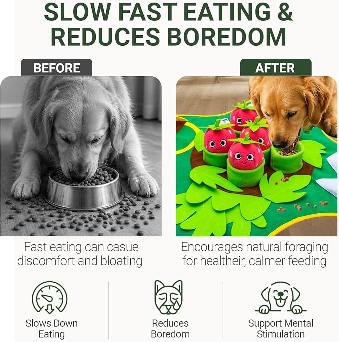 Snuffle Mat for Dogs 28.3" x 28.3" - Large Dog Slow Feeder Enrichment Foraging - Sniff Mat for Puppies and Pets - Interactive Nosework Washable