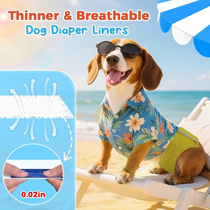 Dog Diaper Liners 100ct, Upgraded Ultra-Thin & Super Absorbent Dog Diapers Booster Pads for Male and Female Dogs, Disposable Doggy Diapers Inserts for Dog Belly Bands Wraps Period Panties (Regular)