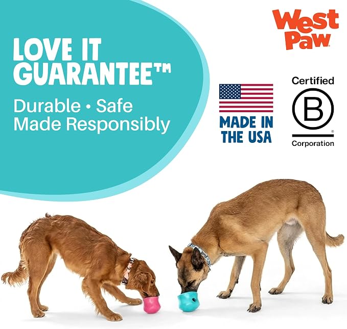 WEST PAW Zogoflex Toppl Interactive Treat Dispensing Puzzle Dog Toy for Mental Stimulation & Enrichment-Holds Kibble & Treats-Lickable, Freezable & Dishwasher Safe-Made in USA-Large-Geranium