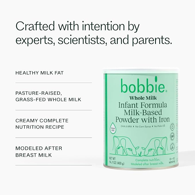 Bobbie Whole Milk, Grass Fed Baby Formula and Probiotic Drops for Newborn Babies and Infants, Milk Based Powder with Iron Plus Daily Liquid Supplement for Gut Health Support, Formula-Feeding Baby Es