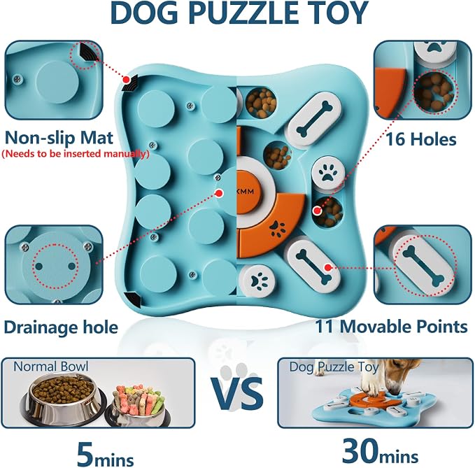 FOXMM Interactive Dog Treat Puzzle Toys for IQ Training & Mental Stimulating,Fun Slow Feeder,Large Medium Small Dogs Enrichment Toys with Squeak Design