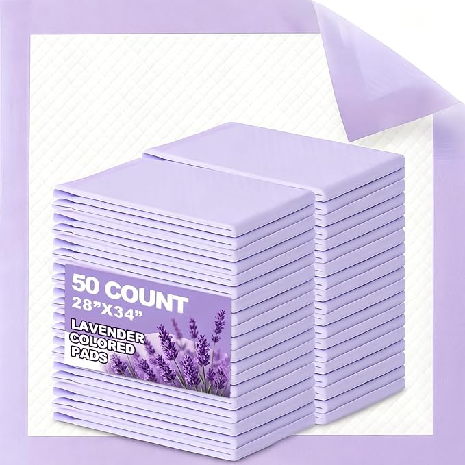 CLEAN SPACES Lavender Scented Puppy Pads Extra Large, Super Absorbent Disposable Pee Pads for Dogs that Neutralize Odor, Wee Wee Pads / Potty Training Pads 28"x34" 50 Count
