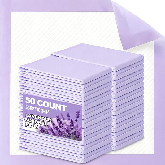 CLEAN SPACES Lavender Scented Puppy Pads Extra Large, Super Absorbent Disposable Pee Pads for Dogs that Neutralize Odor, Wee Wee Pads / Potty Training Pads 28"x34" 50 Count