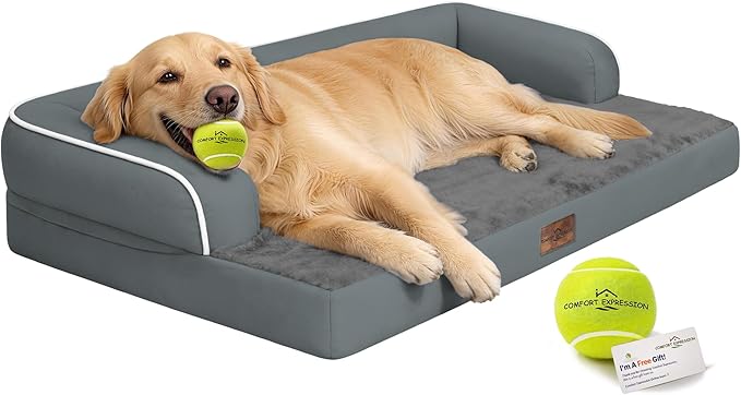 Comfort Expression Extra Large Dog Bed - XL Washable Orthopedic Dog Bed Waterproof Pet Couch Memory Foam Sofa Bolster with Removable Cover - 42 x 30