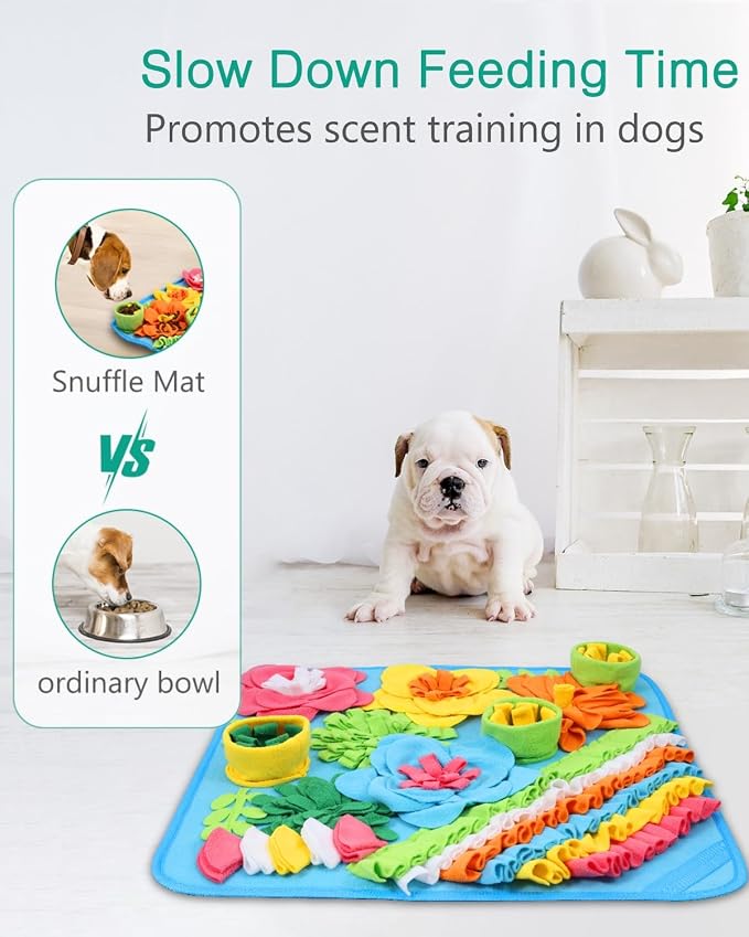 ORIA Snuffle Mat for Dogs, 15.4''x15.4'' Sniff Mat for Puppies, Interactive Puzzle Toy, Slow Feeding & Foraging Mat for Boredom, Keep Busy, Mental Stimulation, for Small Medium Dogs
