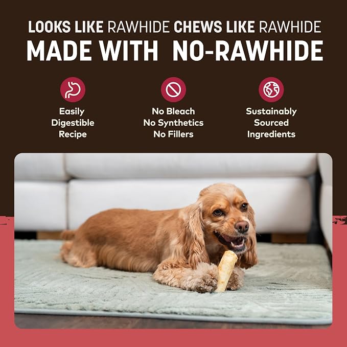 Earth Animal No Hide Chews - from the Grill Rolls Bacon Cheeseburger Flavor Rawhide Free Small Dog Chews - 6 Count