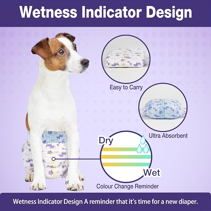 Pet Soft Female Dog Diapers - Disposable Doggie Diapers with Wetness Indicator, Puppy & Cat Diaper Super Absorbent, Fit for Female Dog in Heat or Incontinence, 20pcs (S, Mixed)