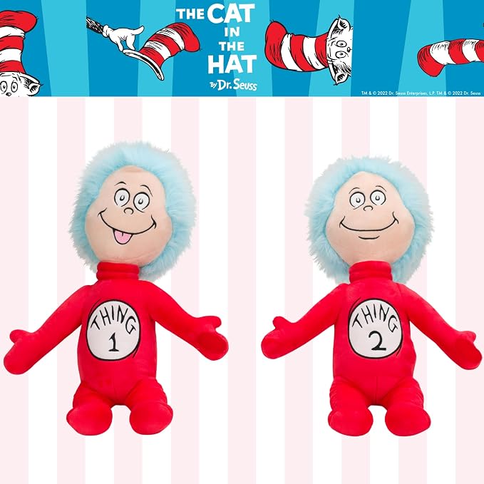 Dr. Seuss Cat in The Hat Thing 1 and Thing 2 Cuddle Pillow Buddy, Two Pack, Kids Bedding Super Soft Plush, 21" Tall, (Officially Licensed Product) by Franco