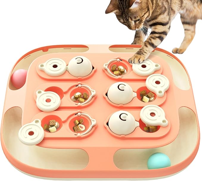 KADTC Large Size 2-in-1 Cat Puzzle Feeder Toy & Track Balls for Indoor Cats | Treat puzzle + 2 track balls, 2 levels, no loose parts deliver longer, advanced mental stimulation and active energy burn.