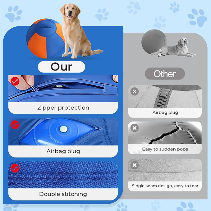 Herding Ball for Dogs, 23'' Dog Training Balls with Straps for Australian Shepherd, Border Collie, Large Breed Outdoor Play, Upgraded Dog Push & Chase Ball with Thickened Bite & Tear Resistant Cover