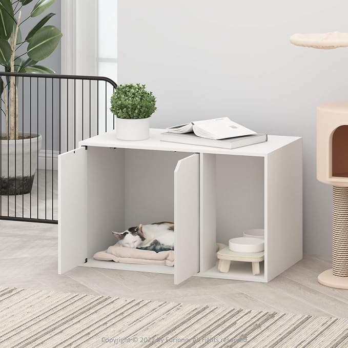 Furinno Peli Litter Box Enclosure, Solid White